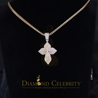 Diamondcelebritees Yellow 3.00 VVS D Moissanite Silver Charm Cross Floury Pendant Men's & Women's