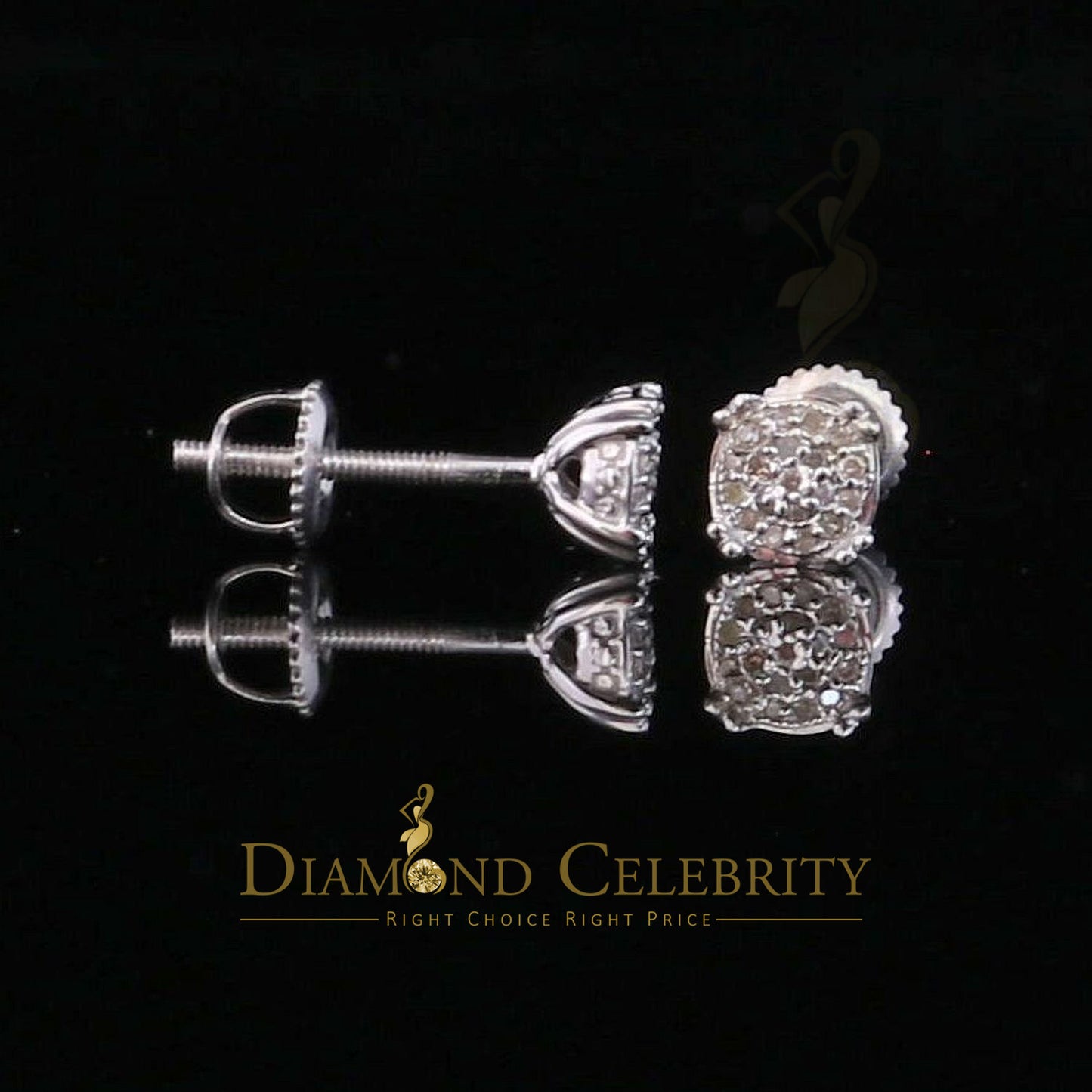 DiamondCelebritees 0.10 ct Diamond 925 Sterling Silver White For Men's & Women's Round Earrings