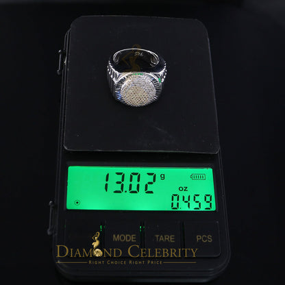 DiamondCelebritees 925 Sterling Silver 0.50CT Real Diamond White Men's Engagement Round Ring Size 9
