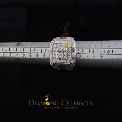 DiamondCelebritees Sterling 925 White Silver 6.50ct VVS 'D' Moissanite Square Rings SZ10 for Men's