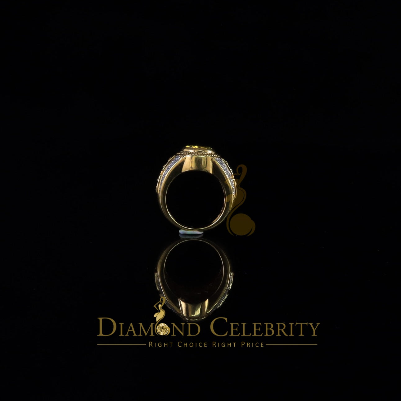 DiamondCelebritees 8.10ct 925 Sterling White Silver Oval Cubic Zirconia Men's Ring Size 9