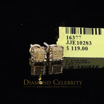 DiamondCelebritees 0.05ct Yellow Diamond 925 Sterling Silver For Men's / Women's Square Earrings