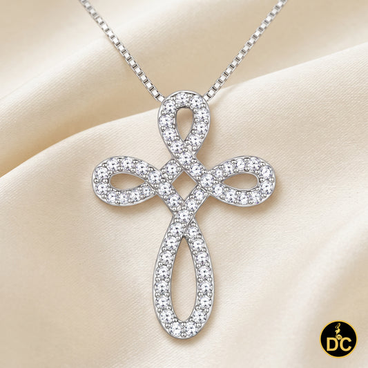 DiamondCelebritees 925 Silver White 1inch Infinity-Style Openwork Pendant W/ 1.25ct Cubic Zirconia