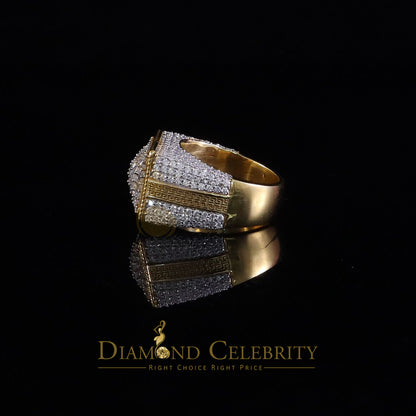 DiamondCelebritees Men's Baguette 4.50ct VVS 'D' Moissanite Yellow Silver 3D Rectangle Rings SZ 10