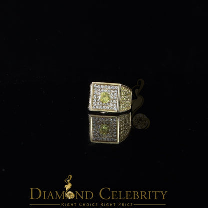 DiamondCelebritees 925 Sterling Yellow Silver Square Shape Cubic Zirconia 9.50ct Womens Ring Size7