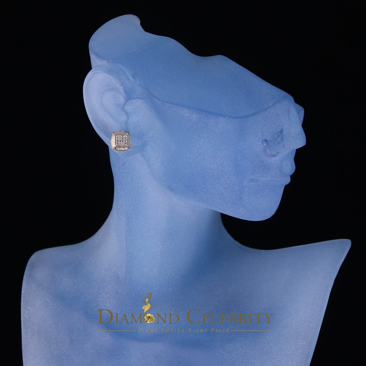 DiamondCelebritees 0.10ct Diamond Stud Earrings For Women Yellow 925 Sterling Silver Stud For unisex