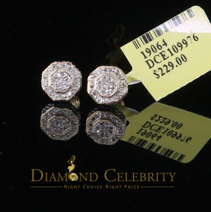 DiamondCelebritees Women's Stud In 925 Yellow Sterling Silver 0.10ct Diamond Stud Men's Earrings