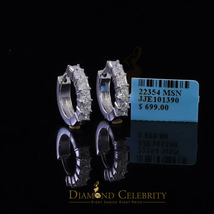 Diamondcelebritees 2.00ct Moissanite Princess White 925 Sterling Silver Women's Hoop Earrings