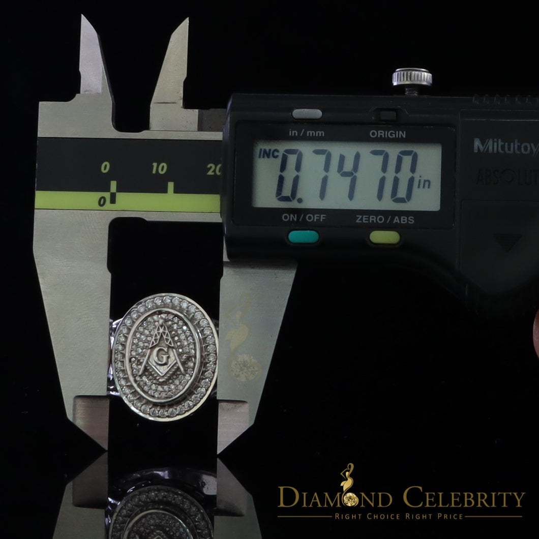 DiamondCelebritees 925 Silver White 1.75ct Cubic Zirconia Oval Wide Band Cocktail Men's Ring SZ 10