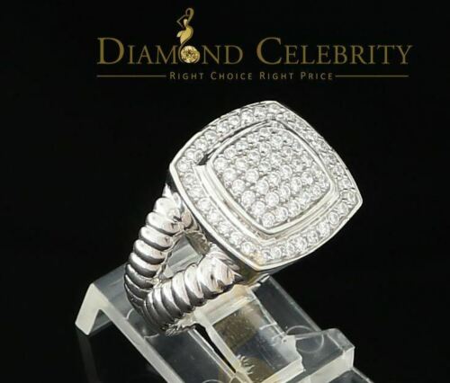 DiamondCelebritees 1.33ct White Silver Square Cubic Zirconia Womens Adjustable Ring From SZ 8 to 10