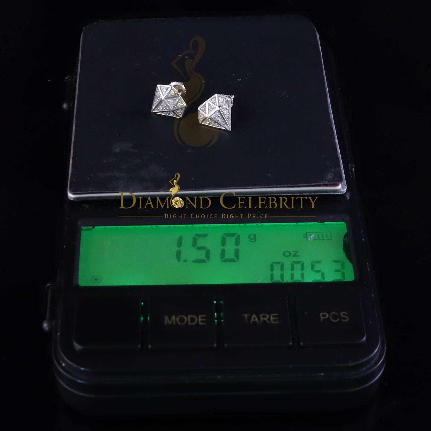 DiamondCelebritees  0.24ct Cubic Zirconia 925 White Silver Women's & Men's Hip Hop Stud Earrings