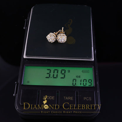 DiamondCelebritees  1.50ct Cubic Zirconia Sterling Yellow Silver For Men's / Women's Round Earring