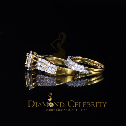 DiamondCelebritees 4.0ct Cubic Zirconia Sterling Yellow Silver Square Bridal Womens Ring Size 7.5