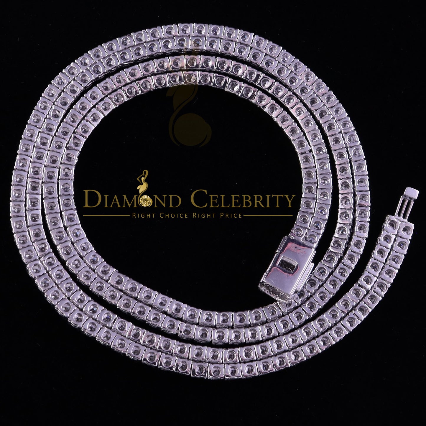 DiamondCelebritees Tennis Men's Necklace 925 Silver White 55ct Moissanite size 22inch & Width 4mm