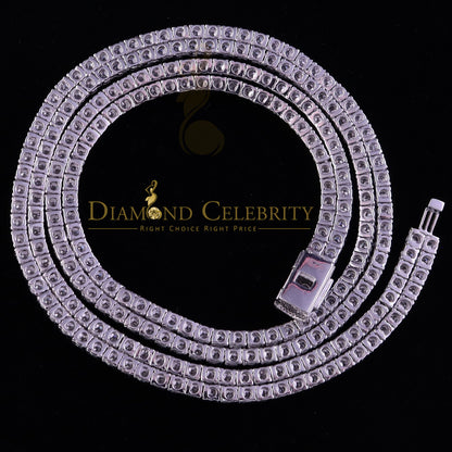 DiamondCelebritees Tennis Men's Necklace 925 Silver White 55ct Moissanite size 22inch & Width 4mm