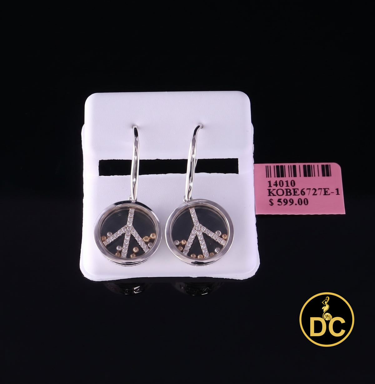 DiamondCelebritees  White Men's Hip Hop CZ Round dangling 925 Sterling SilverCZ Earrings