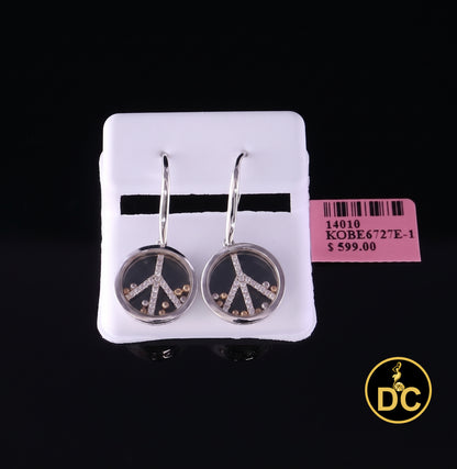DiamondCelebritees  White Men's Hip Hop CZ Round dangling 925 Sterling SilverCZ Earrings