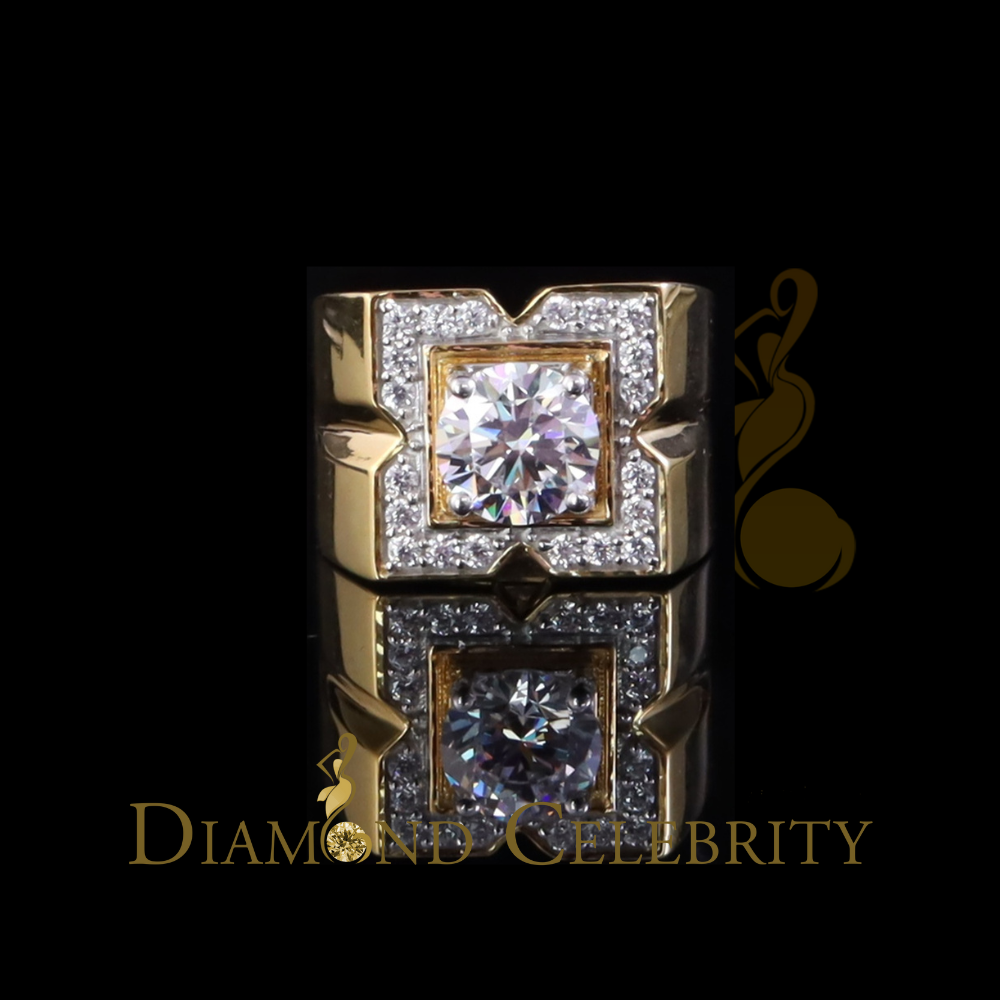 DiamondCelebritees 4.50ct Cubic Zirconia Yellow 925 Silver Men's Adjustable Ring SZ From 9 to 11