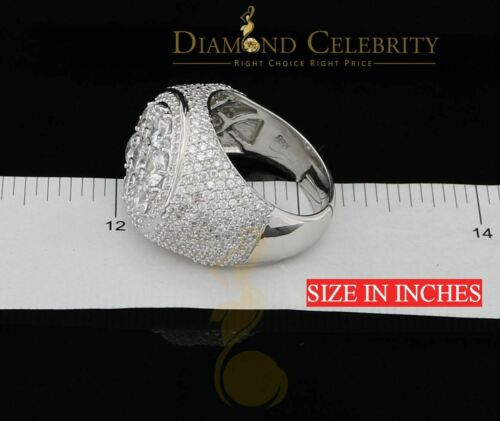DiamondCelebritees Men's 12.5ct Cubic Zirconia white Silver Round Adjustable Ring From SZ 11 to13