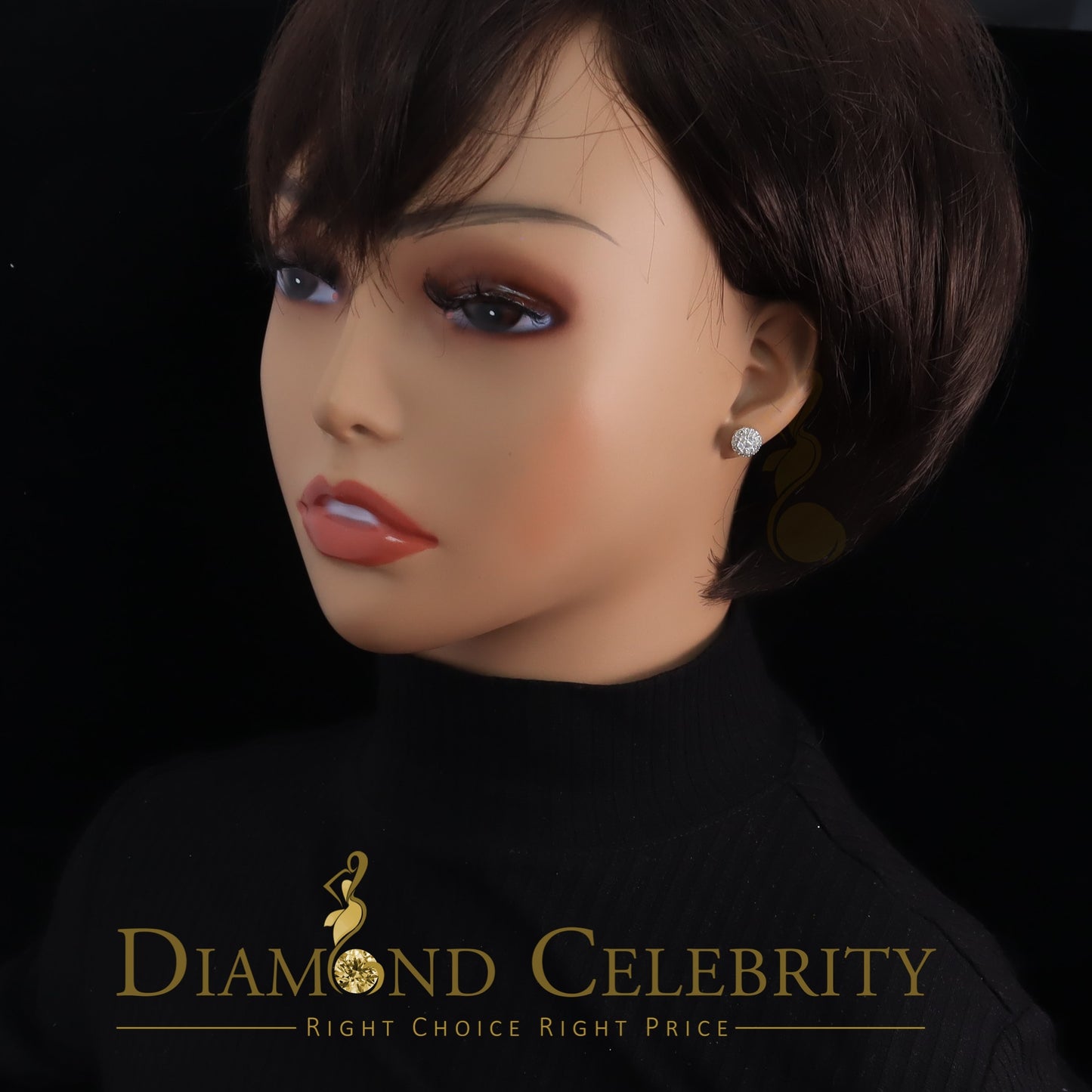 DiamondCelebritees Beautiful 10K Real Yellow Real Diamond 0.55CT Men's/Women's Stud Round Earring