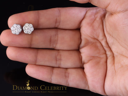 Diamondcelebritees 925 Silver White 1.50ct VVS 'D' Men's & Womens Moissanite Floral Stud Earrings