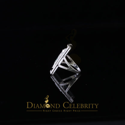 DiamondCelebritees 925 Sterling Silver St. Jude Green CZ White Religious Women's Ring Size 8.5