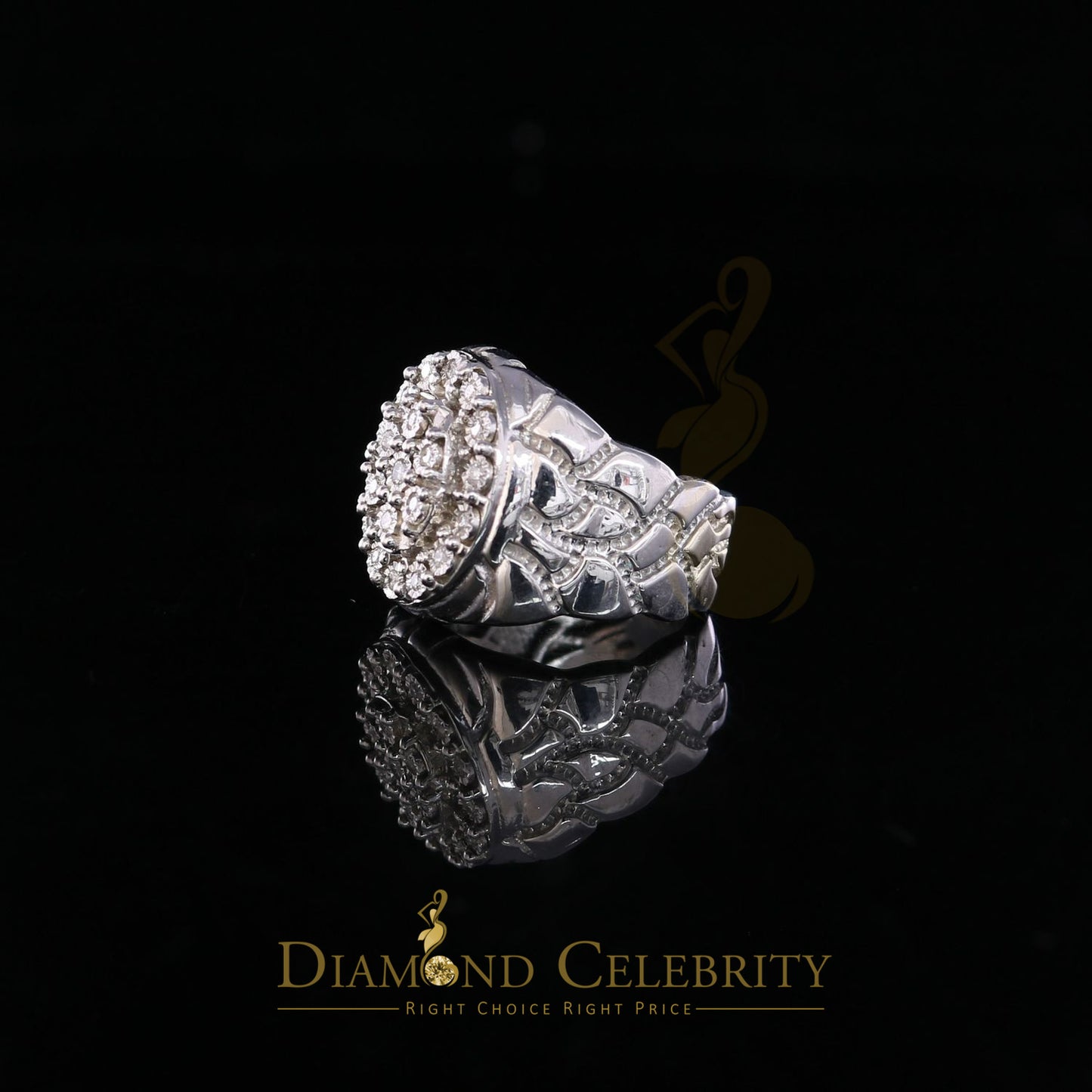 DiamondCelebritees 0.30CT Real Diamond Men's 925 Sterling Silver White Ring Size 8 Antique Design