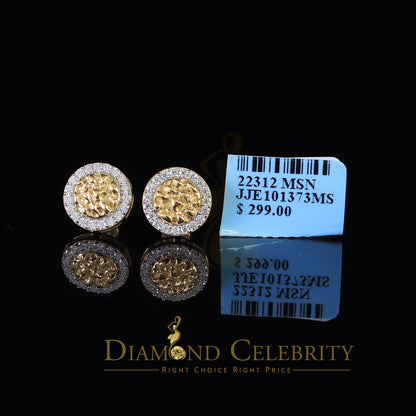 DiamondCelebritees 1.50ct Moissanite Yellow 925 Sterling Silver Women's Circle Shape Nugget Earring