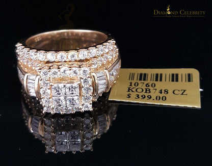 DiamondCelebritees 925 Sterling Silver Yellow 5.00ct Cubic Zirconia Bridal Womens Ring Size 7