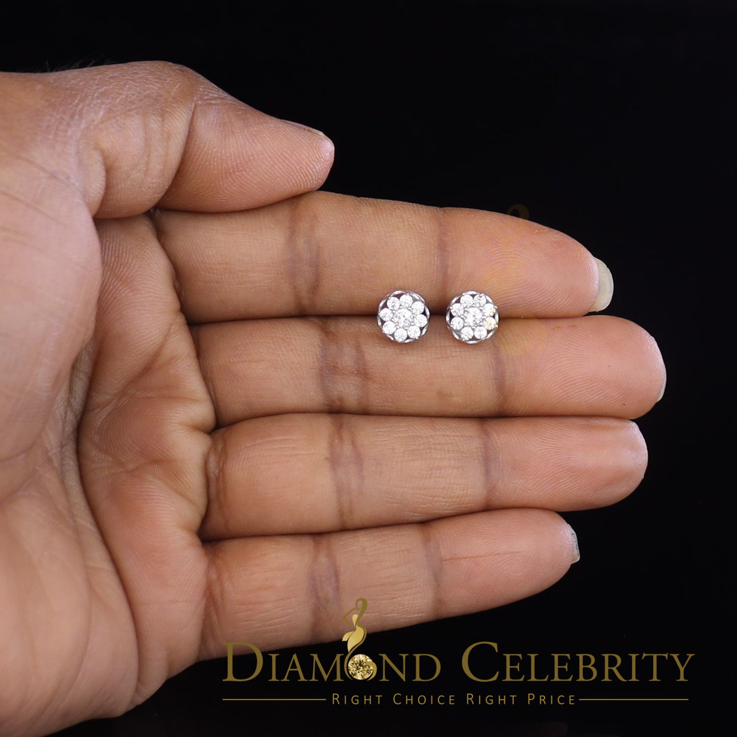 DiamondCelebritees  White 925 Silver Cubic 0.14ct Zirconia Women's & Men's Hip Hop Flower Earrings