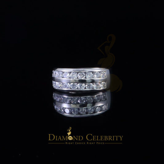 DiamondCelebritees Sterling White Silver Round 3.42ct Cubic Zirconia Round Men's Ring Size 10