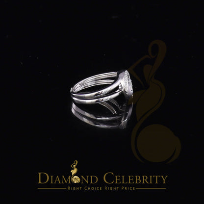 DiamondCelebritees 925 Sterling White Silver 0.45ct Cubic Zirconia Floral Bridal Womens Ring Size 6