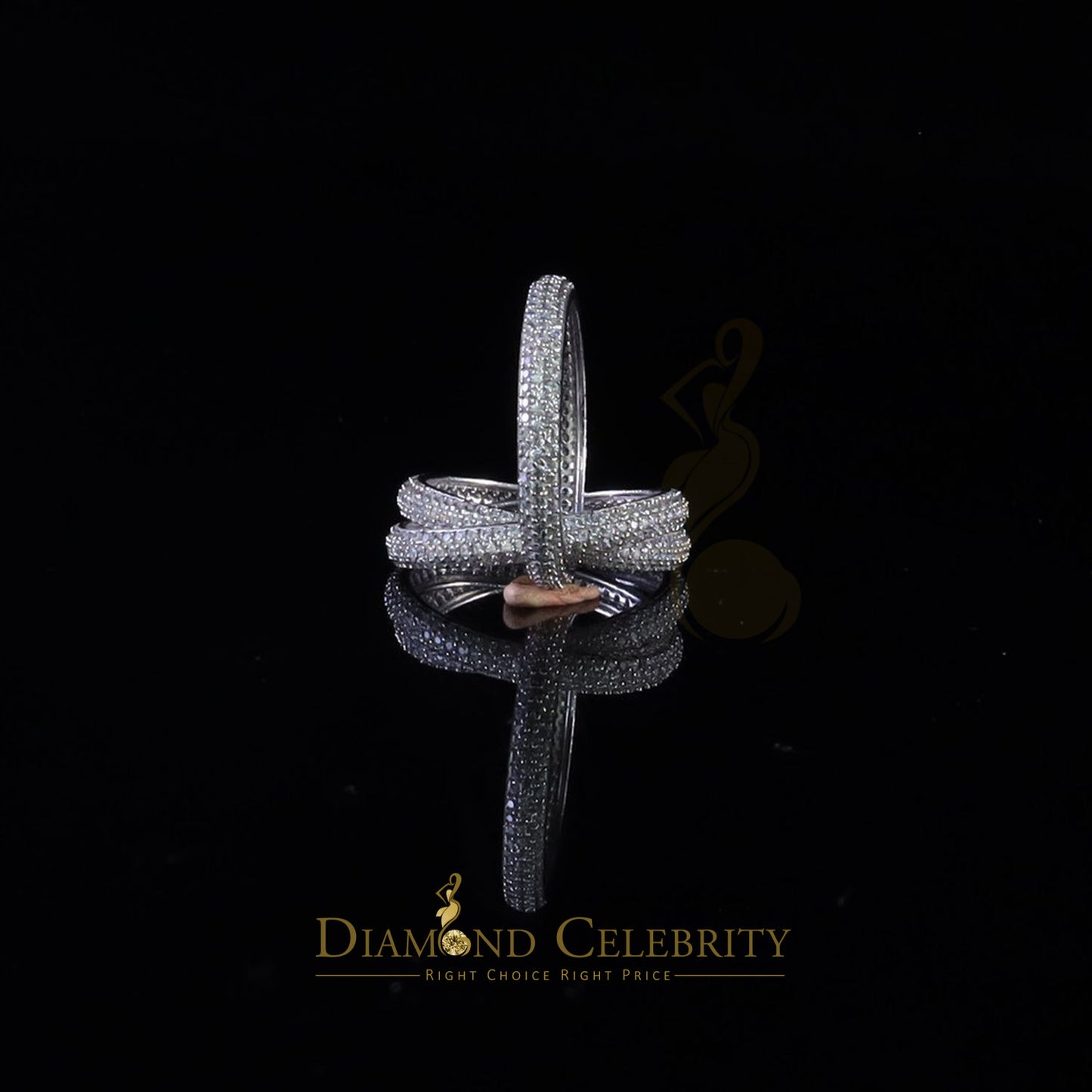 DiamondCelebritees 925 Sterling White Silver 3.10ct Cubic Zirconia 3 Piece Women's Ring Size 06