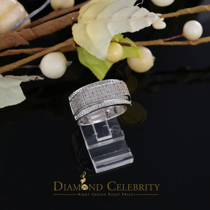 DiamondCelebritees Trendy Micro 0.33ct Real Diamond Men's 925 Silver White Band Style Ring Sz 10