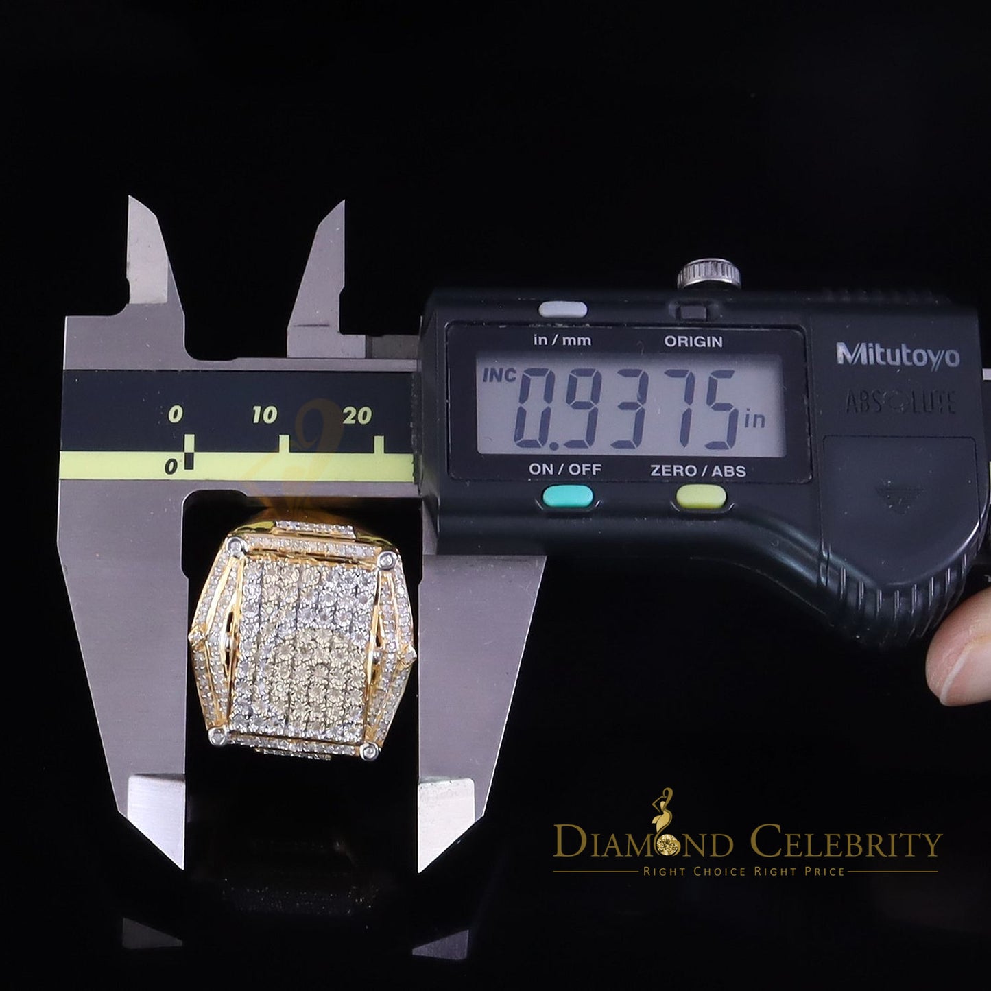 0.66ct Men's Real Diamond 925 Yellow Silver Big Mirage Set Square Rings Size 10
