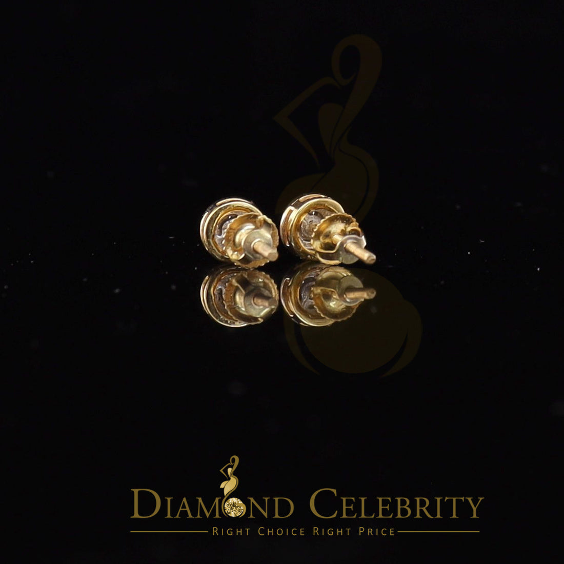 DiamondCelebritees 10K Real Yellow Gold with Real 0.05ct Diamonds Round Women's & Men's Earrings