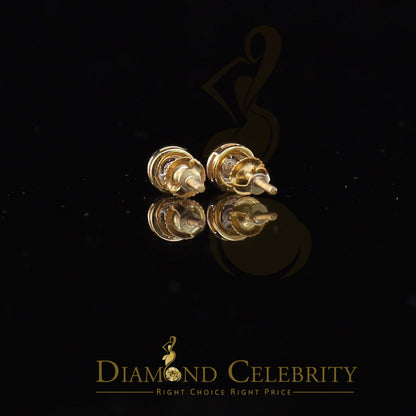 DiamondCelebritees 10K Real Yellow Gold with Real 0.05ct Diamonds Round Women's & Men's Earrings