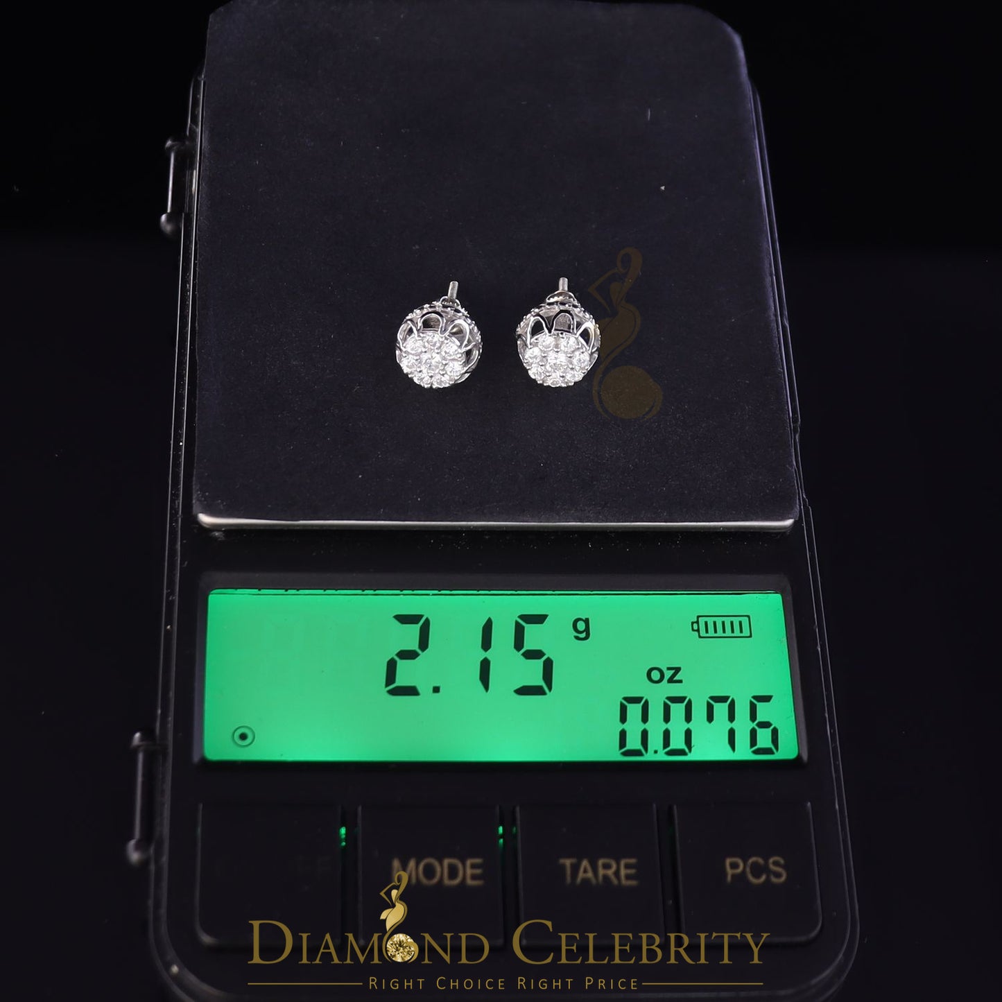 DiamondCelebritees  1.14ct Cubic Zirconia 925 White Silver Women's & Men's Hip Hop Flower Earrings