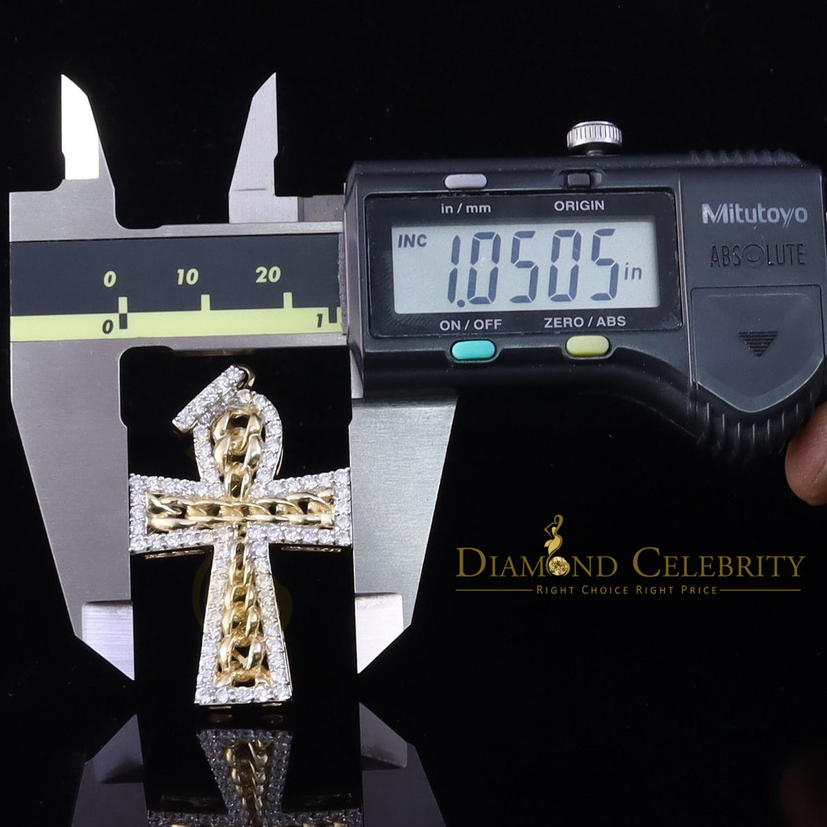 DiamondCelebritees Yellow Sterling Silver CROSS FASHION Pendant with 4.32ct Cubic Zirconia Stone