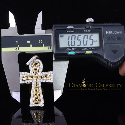 DiamondCelebritees Yellow Sterling Silver CROSS FASHION Pendant with 4.32ct Cubic Zirconia Stone