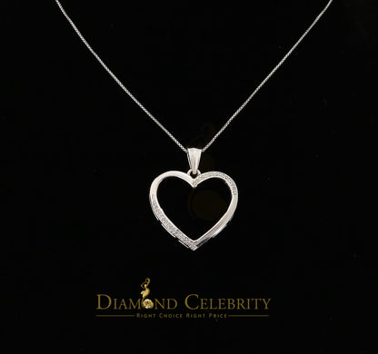 DiamondCelebritees  Real 0.12CT Diamond HEART in 925 Sterling Silver White Charm Necklace Pendant