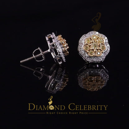 DiamondCelebritees 925 Sterling White Silver Flower Shape Miracle Plate 0.15ct Real Diamond Earring