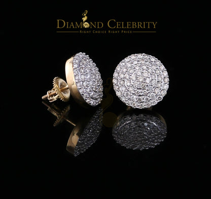 DiamondCelebritees 10K Real Yellow Gold Real Diamond 1.25CT Men's/Women's Stud Round Earring
