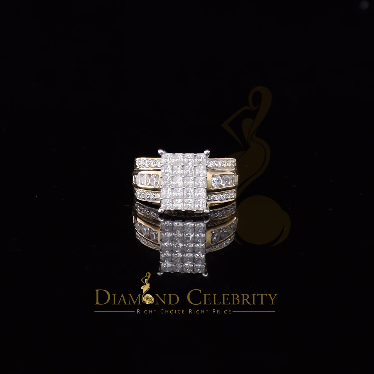DiamondCelebritees 3.80ct Yellow 925 Silver Cinderella Cubic Zirconia Womens Engagement Ring Size 8