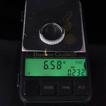 DiamondCelebritees Men's 1.50ct VVS D Silver White Moissanite 2 Row Wedding Band 925 Ring Size 10