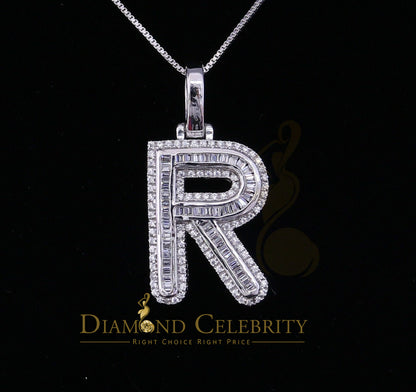 DiamondCelebritees White Bugutte Initial All Alphabet Sterling Silver Pendant with Cubic Zirconia