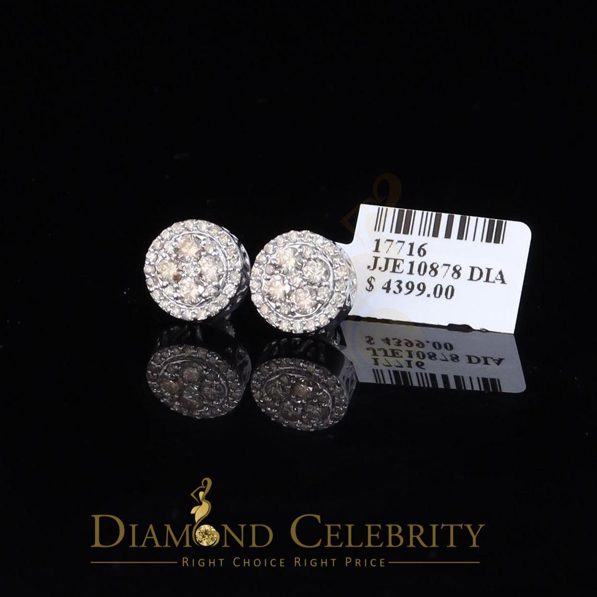 DiamondCelebritees 10K Real Yellow Gold Real Diamond 0.60CT Men's/Women's Stud Round Earring