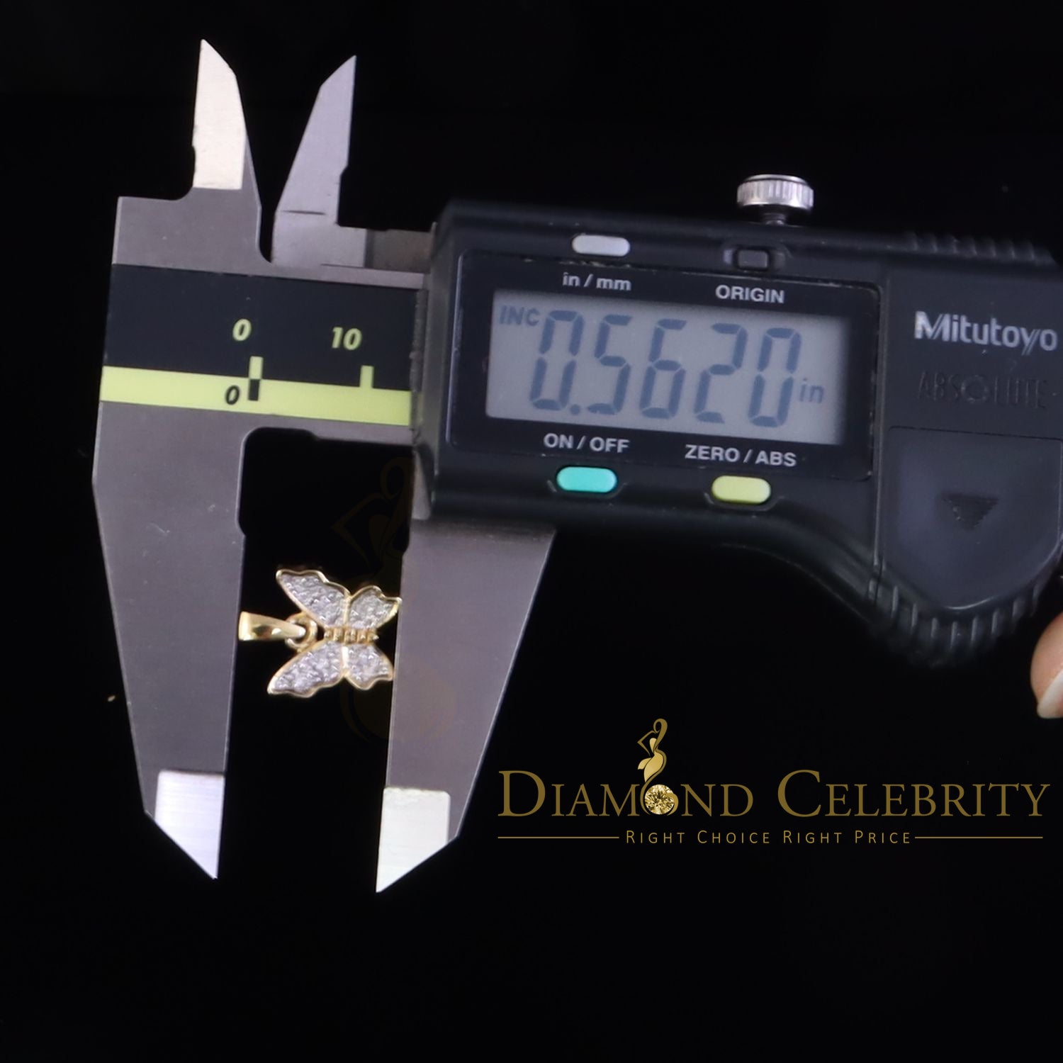 DiamondCelebritees  0.10CT Real Diamond 925 Sterling Silver with Butterfly Yellow Necklace Pendant