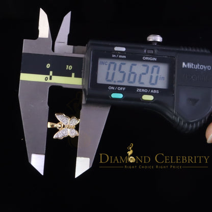 DiamondCelebritees  0.10CT Real Diamond 925 Sterling Silver with Butterfly Yellow Necklace Pendant
