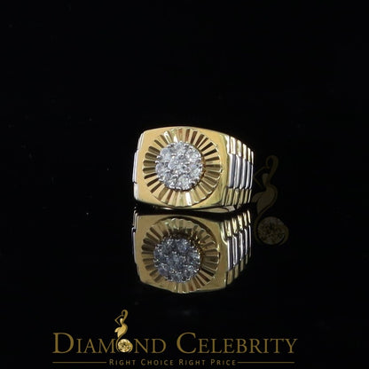 DiamondCelebritees Men's Yellow 925 Sterling Silver 1.80ct Round Cubic Zirconia Ring Size 8